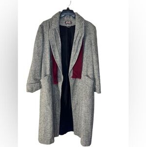 New York Girl Long Coat w/ Burgundy Scarf Size 16 Vintage Union made